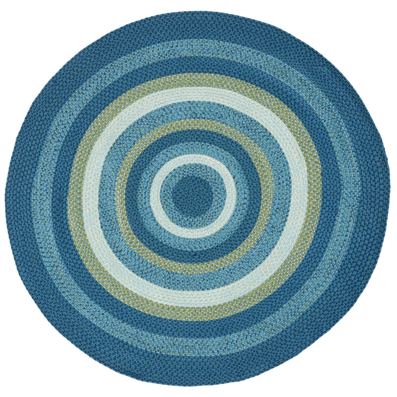 Kaneez Hand Woven Performance Machine Washable Striped Rug, Round 5'