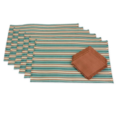 Mullinix Cotton Striped Rectangle Placemat And Napkin Set