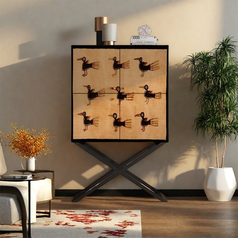 Armoire de rangement à quatre portes avec tablettes en noyer, Noir, noir, noir, noir