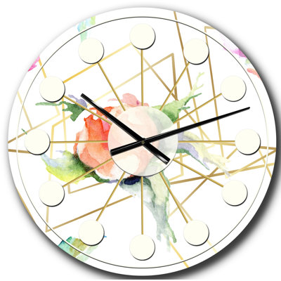 Horloge murale orange Mid-Century