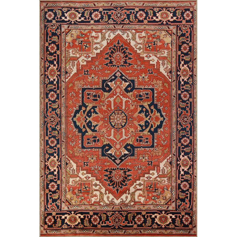Red Framed Starry Traditional Fluffy Woven Based Washable Carpet, Rectangle 2'4" x 4'