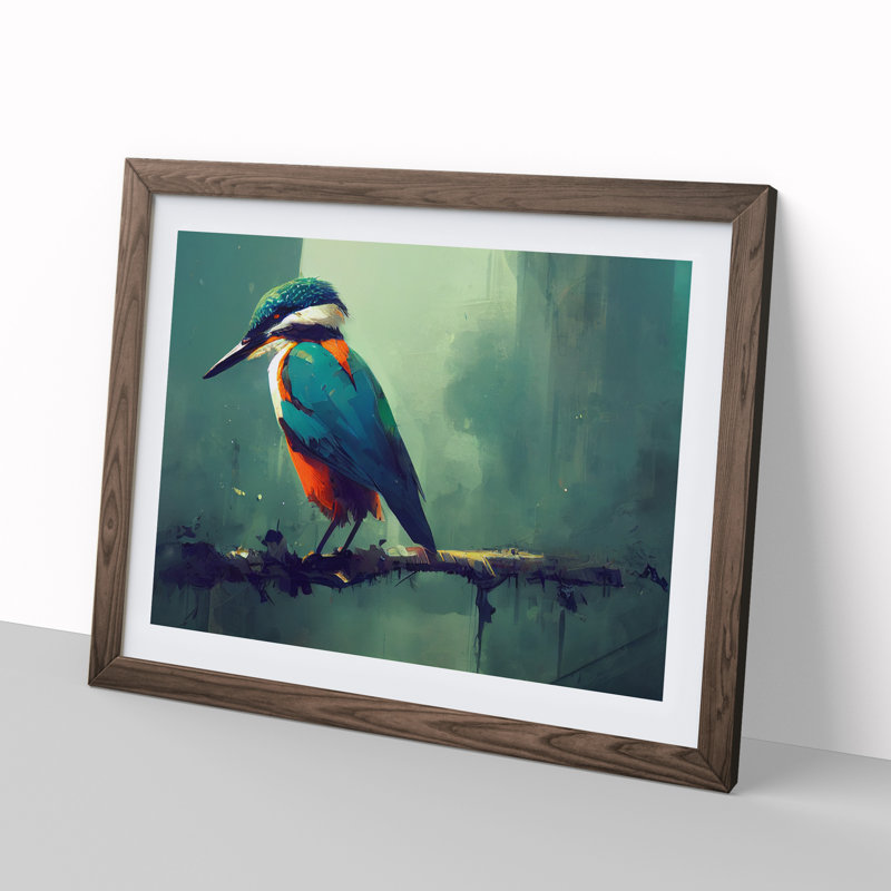 Kingfisher Bird Vol.5 - Framed Print, 25cm H x 34cm W x 2cm D, Walnut
