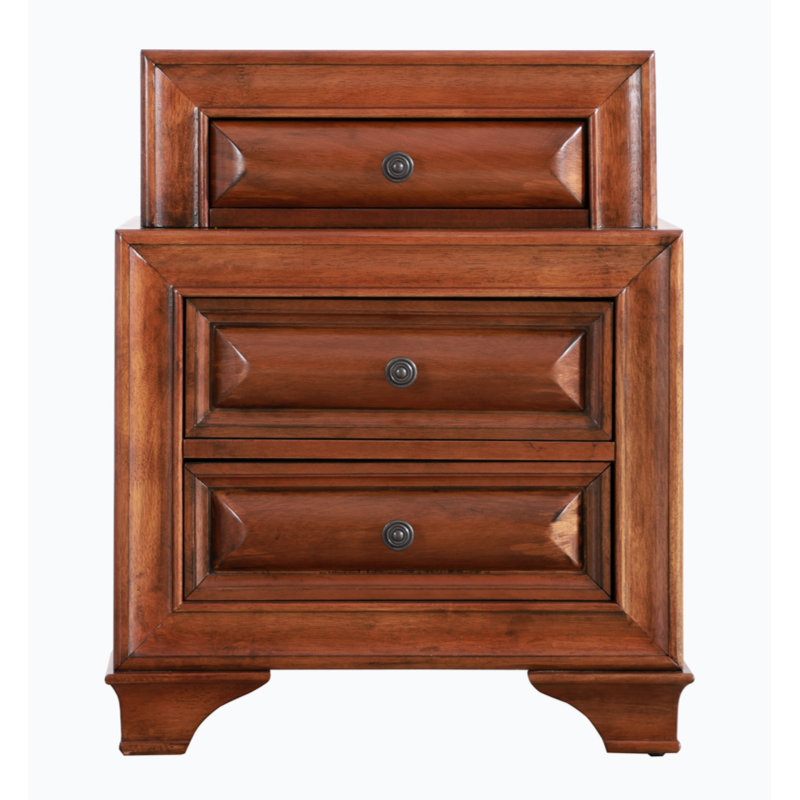 LaVita 3-Drawer Solid Oak Nightstand with Bronze Hardware