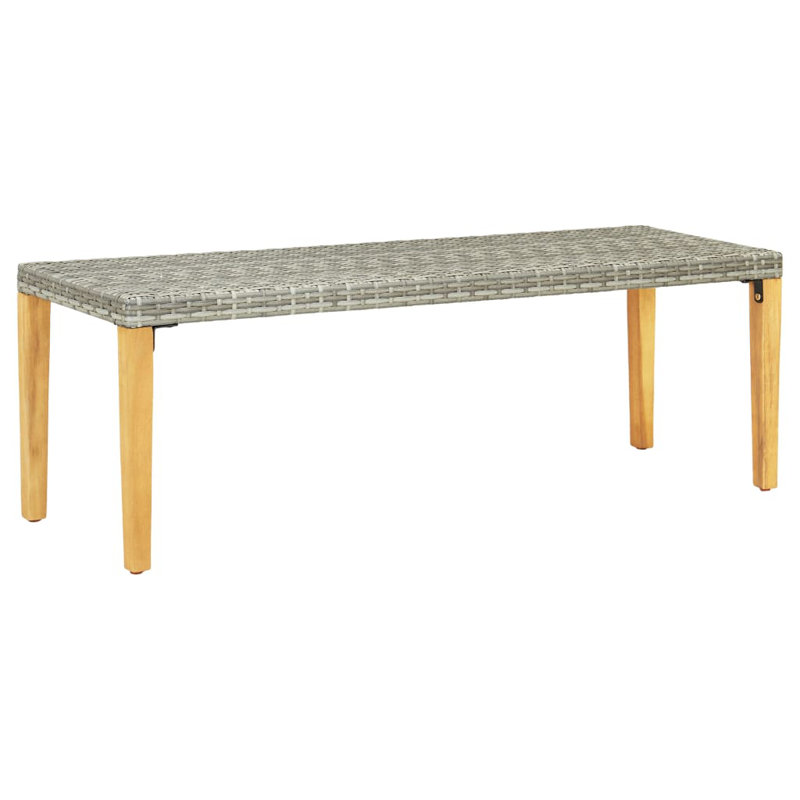Chaliah Wicker Outdoor Bench, Natural, Grey
