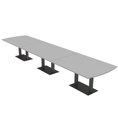 Pavert Arc Rectangle Conference Table with Double Metal Post Base
