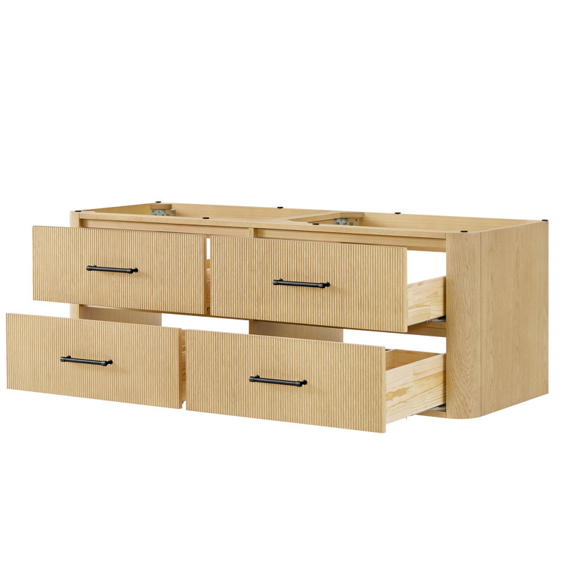 Meuble-lavabo mural double 60 po en chêne scandinave Francesca