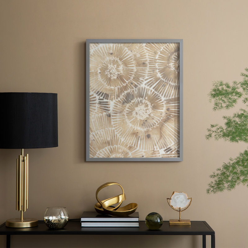 Fossil Nautilus I, reproduction encadrée - bois massif, H 11 po x l 9 po, Gris