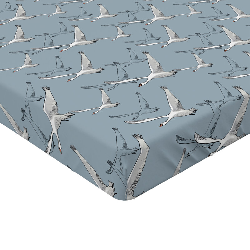 Drap-housse à motif d'oiseaux Ambesonne blanc et bleu gris, Drap-housse de taille simple