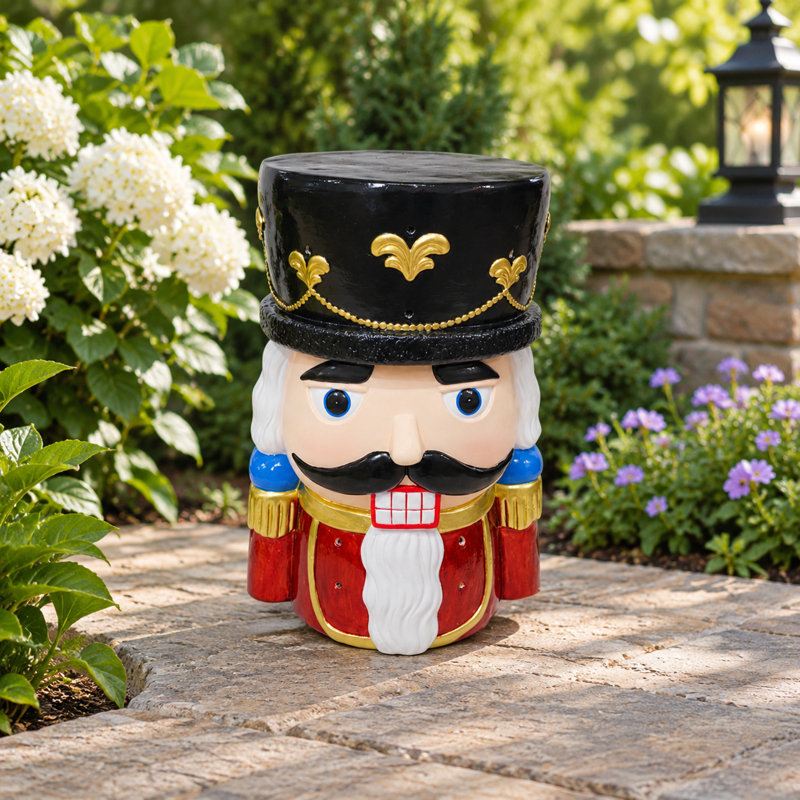 Classic Nutcracker Soldier Stool Side Table Figurine