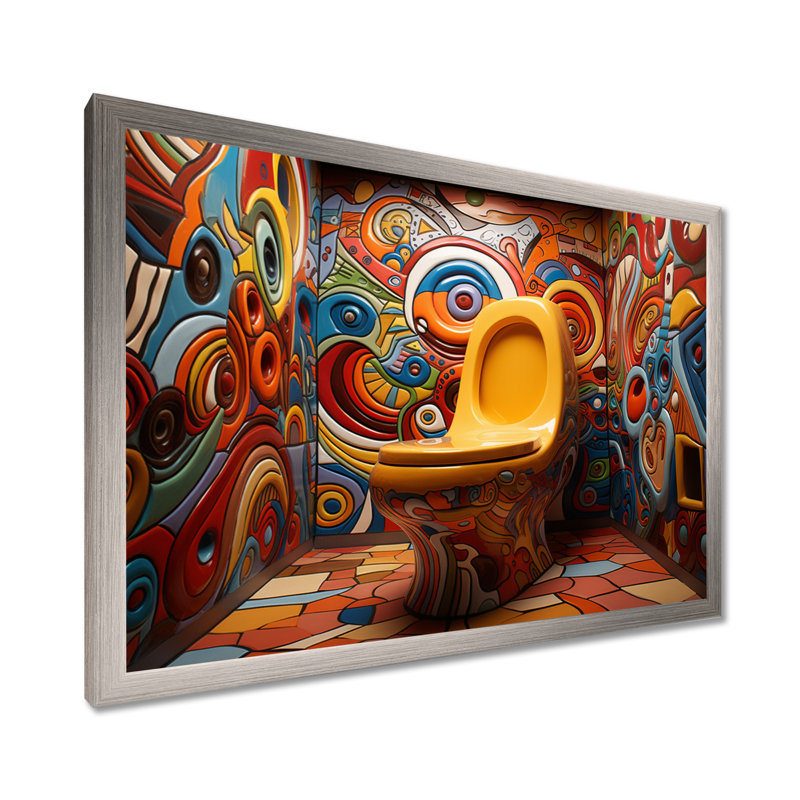 Toile de salle de bain "Modernité" audacieuse - Art sur toile, H 12 po x l 20 po x P 1 po, Cadre simple argenté
