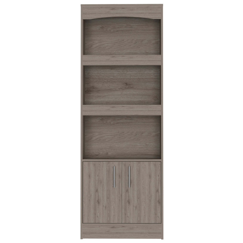 Bibliothèque Durango, trois tablettes, armoire à deux portes, Beige