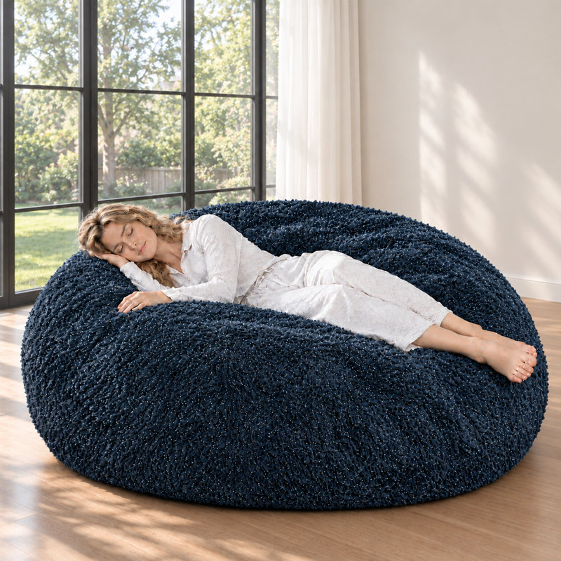 Pouf géant de 1,80 m avec rembourrage en mousse mémoire, housse en flanelle douce, housse amovible et lavable à la machine, grand fauteuil rond pour adultes, idéal pour les jeux, la lecture et la détente.