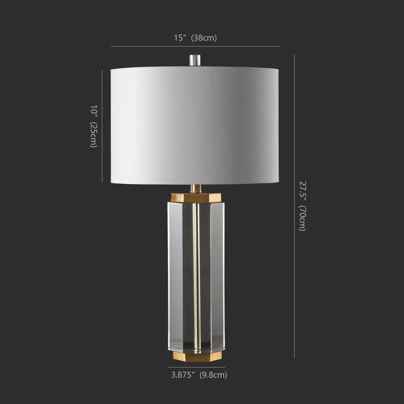 Hexagonal Crystal Table Lamp with White Drum Shade
