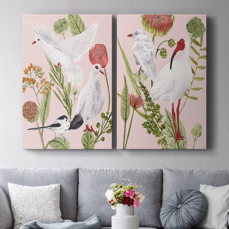 Oiseaux en mouvement I - Toile tendue avec châssis de qualité supérieure - Prêt à être accroché, H 12 po x l 16 po