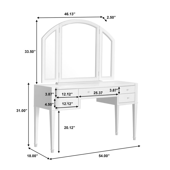 Pulaski Zoey 5 Drawer Vanity Dressing Table | Perigold