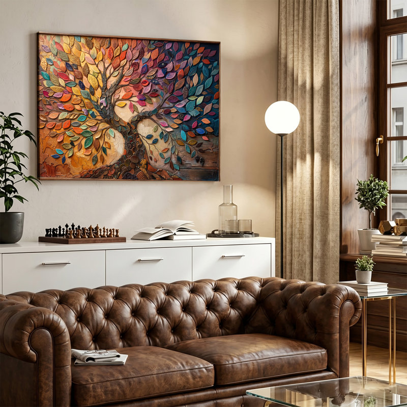 «Whimsical Colorful Autumn Tree Landscape», impression sur toile tendue, 28 po x 40 po