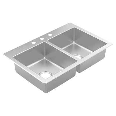 Évier de cuisine en acier inoxydable à double cuve encastrable 33 po x 22 po