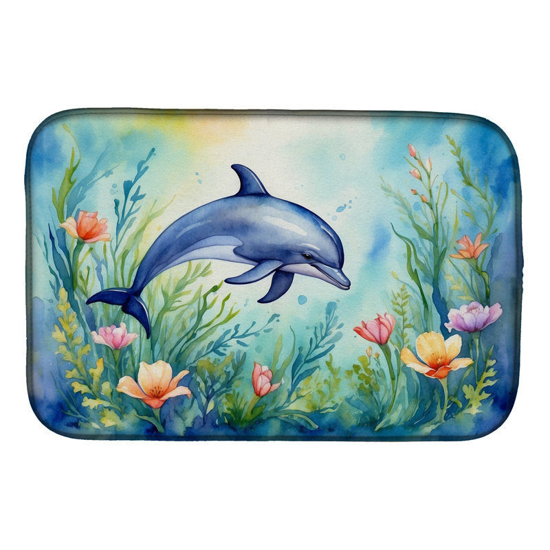 Spring Dolphin Dish Drying Mat