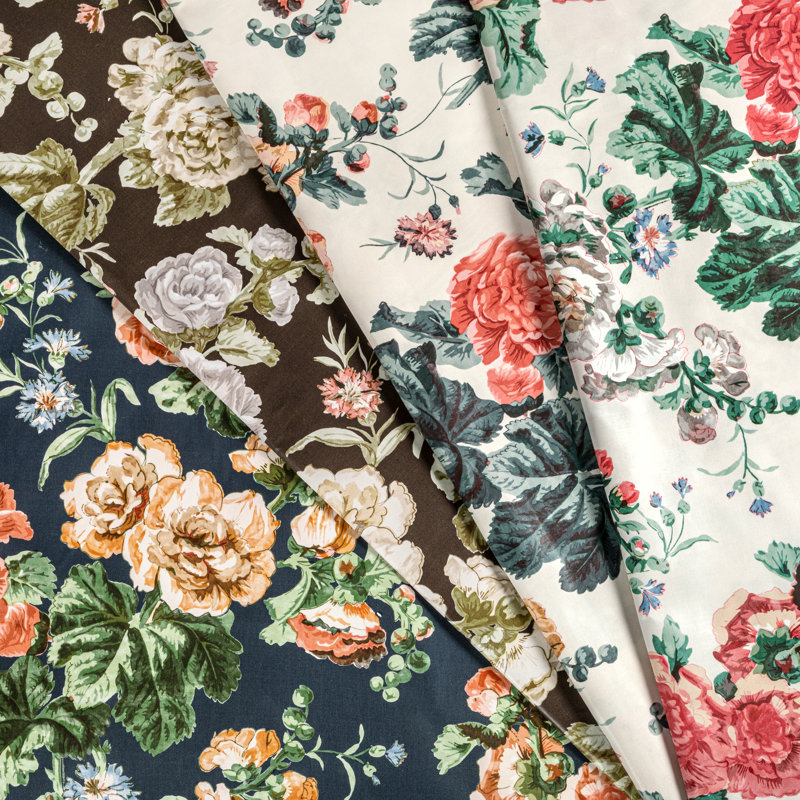 Upton Cotton Fabric, Tea/Rose