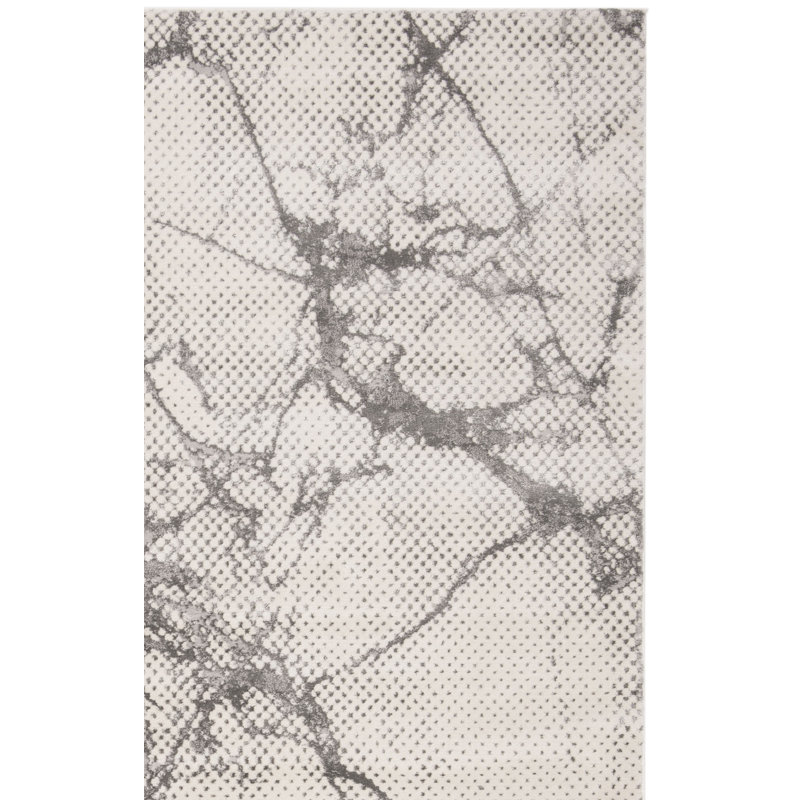 Tapis abstrait ivoire / gris Keller, Tapis de couloir 2 pi x 8 pi