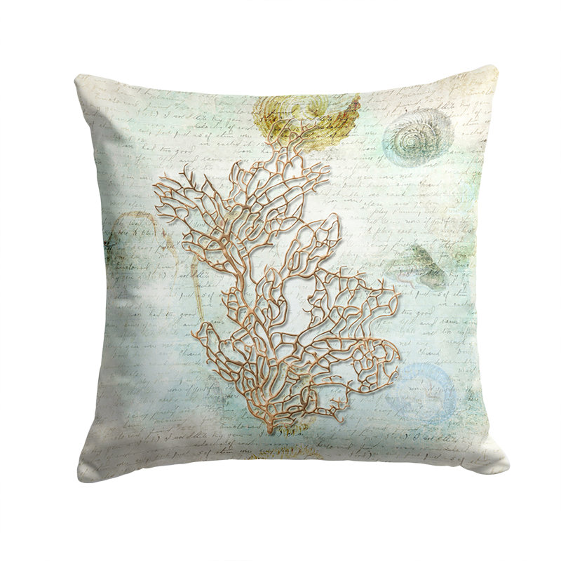 Coussin intérieur/extérieur corail, H 14 po x l 14 po x P 4 po