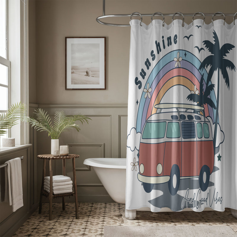 Sunshine Van - 1 Piece Premium Shower Curtain, H 74 po x l 71 po