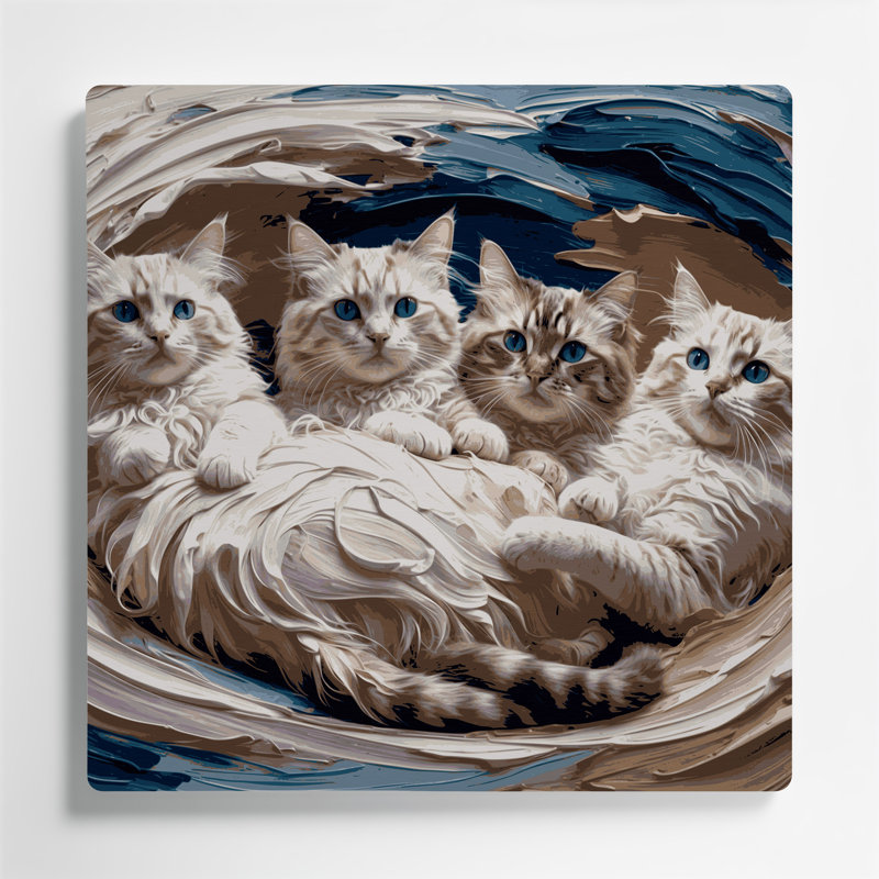 Cats Ragdoll, art mural en métal gris, H 192 po x l 192 po x P 0,05 po