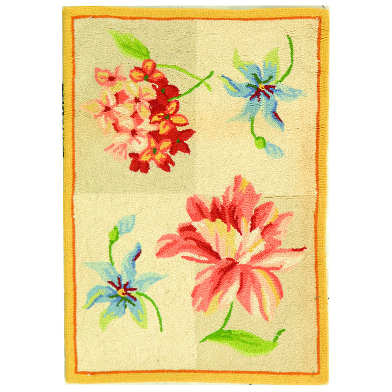Chelsea Hand Hooked Wool Pile Floral Rug, Rectangle 2'6" x 4'