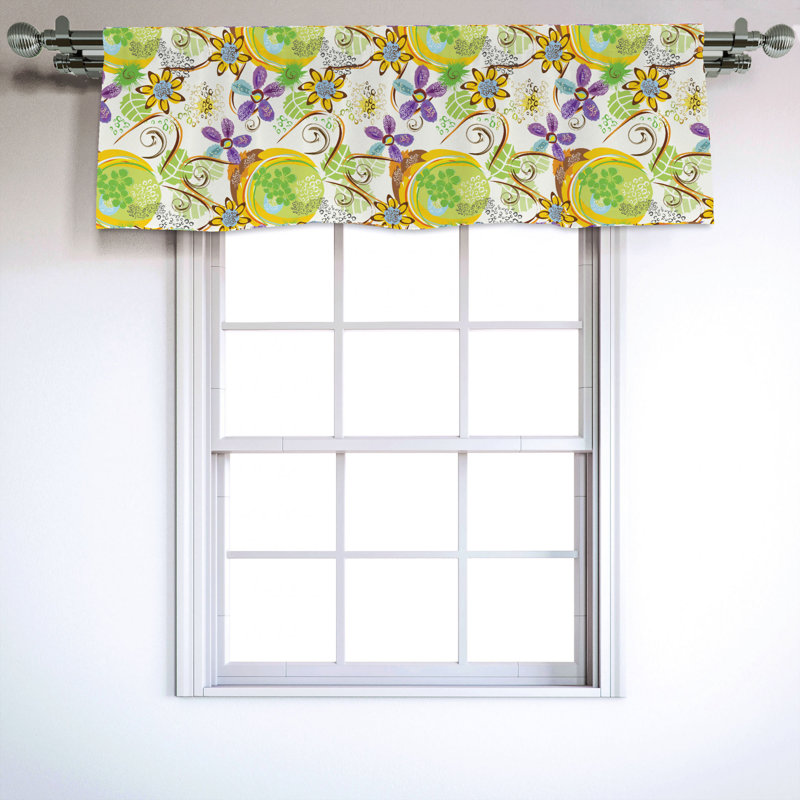 Sateen Floral Ruffled Window Valance