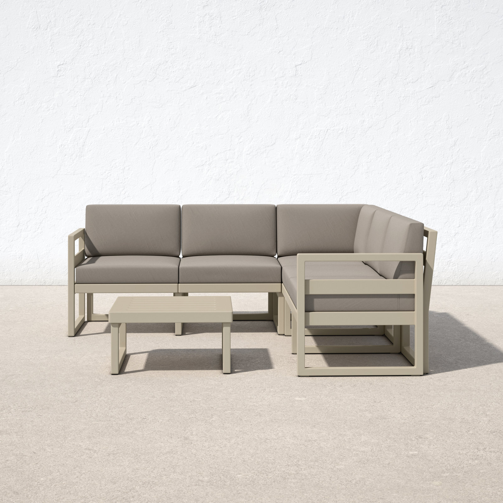 Lane 5 - Person Modular Patio Conversation Set with Cushions, Taupe, Taupe