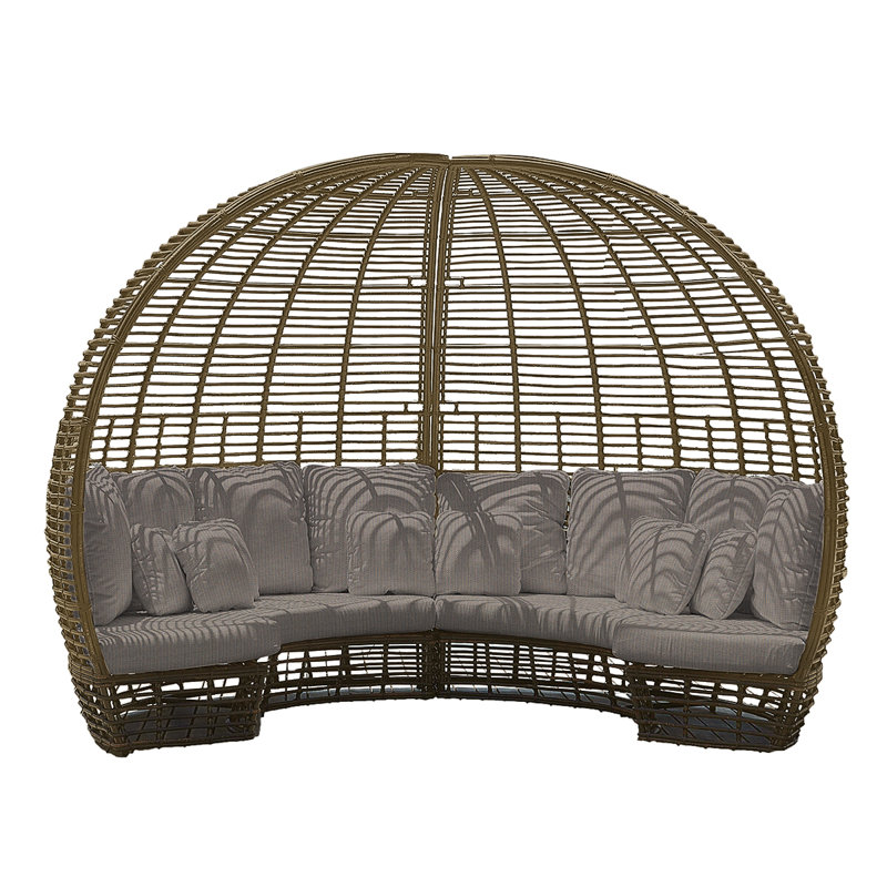 Nexus Outdoor - Seat Patio Daybed, Kubu Mushroom, Canvas Canvas Sunbrella® Canvas