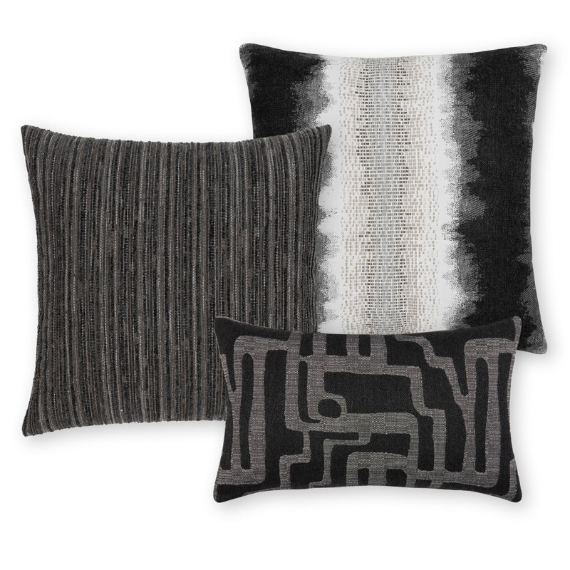 Luxe Throw Square Outdoor Pillow Cover & Insert by Elaine Smith, Charcoal, 22"H x 22"W, Striped