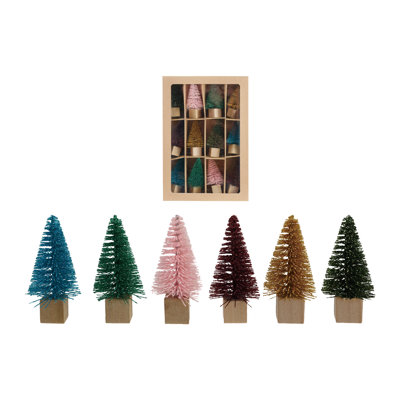 Artisan Bottle Brush Trees with Wood Bases