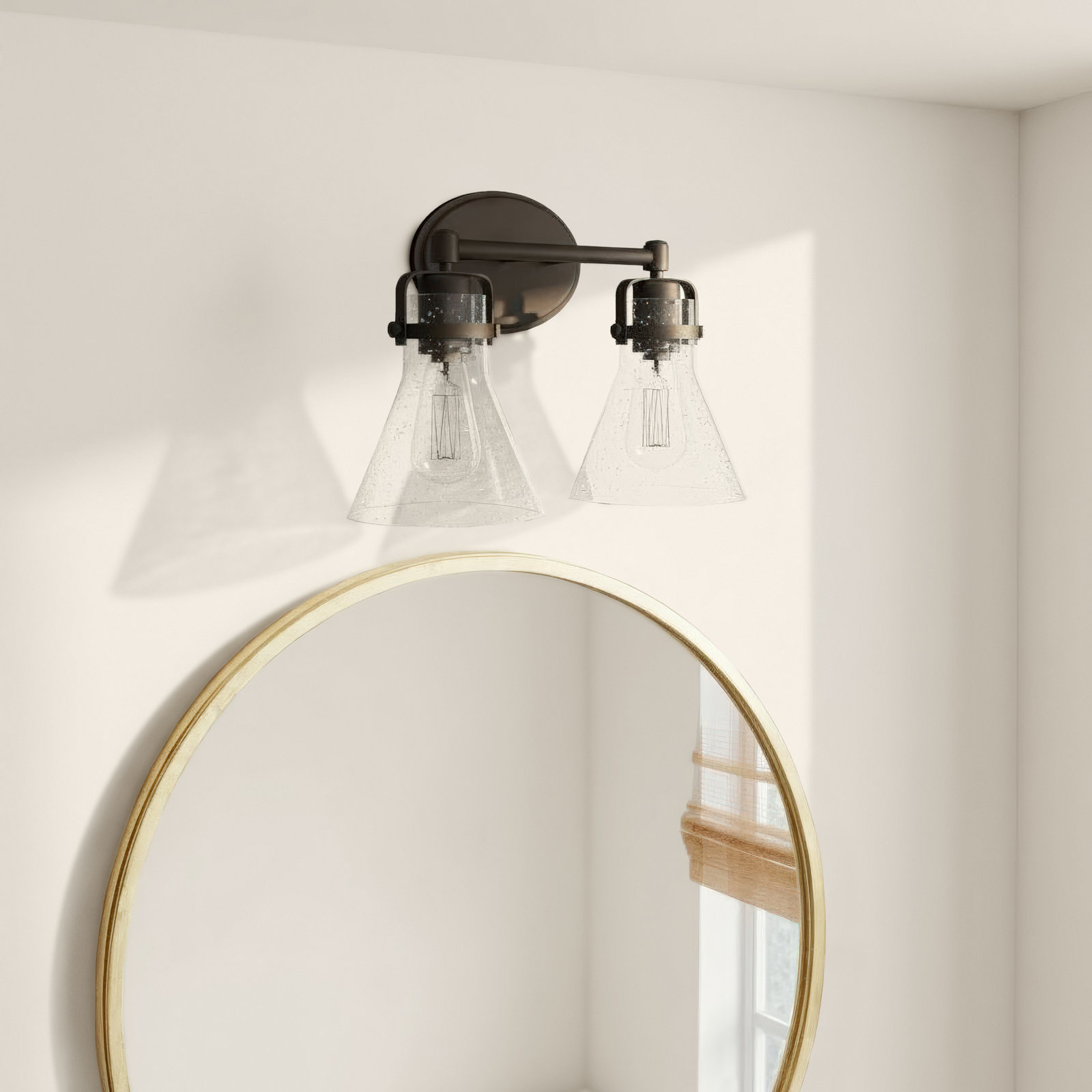 2 Light Seeded Dimmable Vanity Light, Oil Rubbed Bronze, No, 2 Lights
