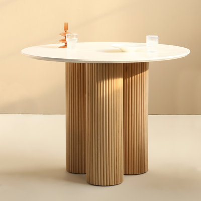White&Burlywood Round Manufactured Wood Dining table