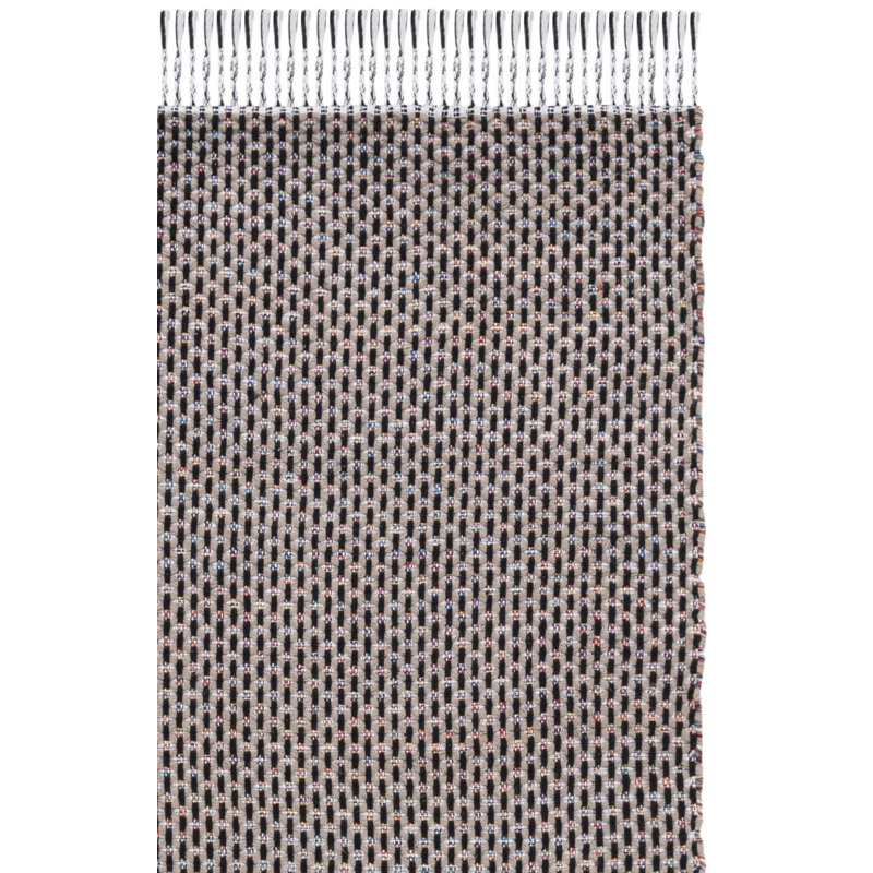 Tapis beige / noir en coton tissé à plat à la main Avril, Tapis de couloir 2 pi 3 po x 9 pi