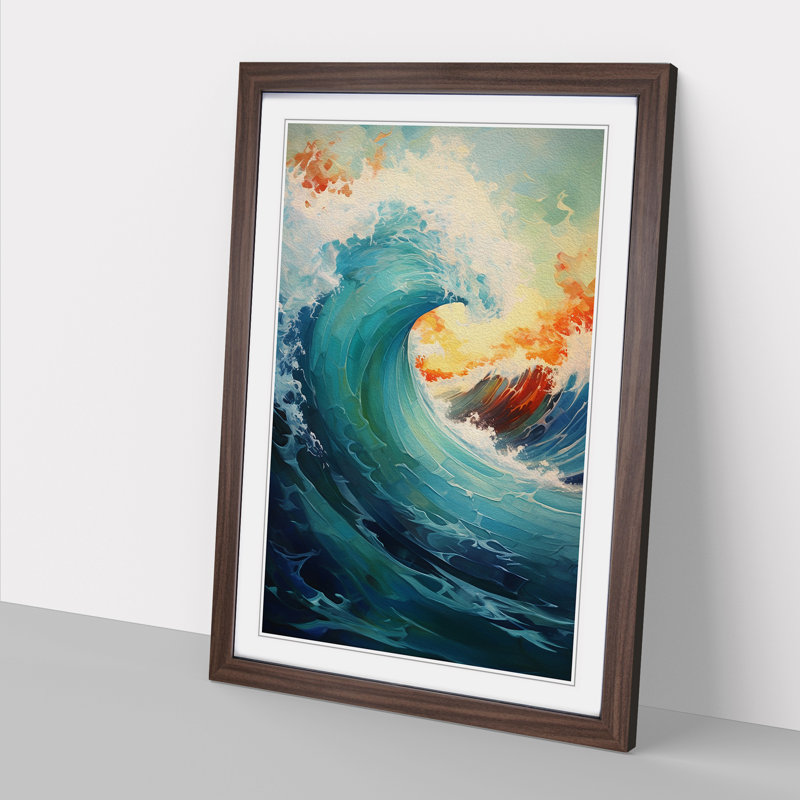 Wave Modern Conceptual Art - Framed Print, Walnut Framed, 46cm H x 34cm W