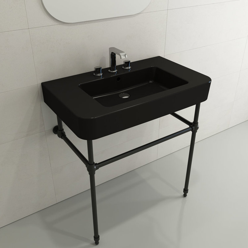 Parma 21.06 in. L Bathroom Sink, Matte Black, 8" Widespread
