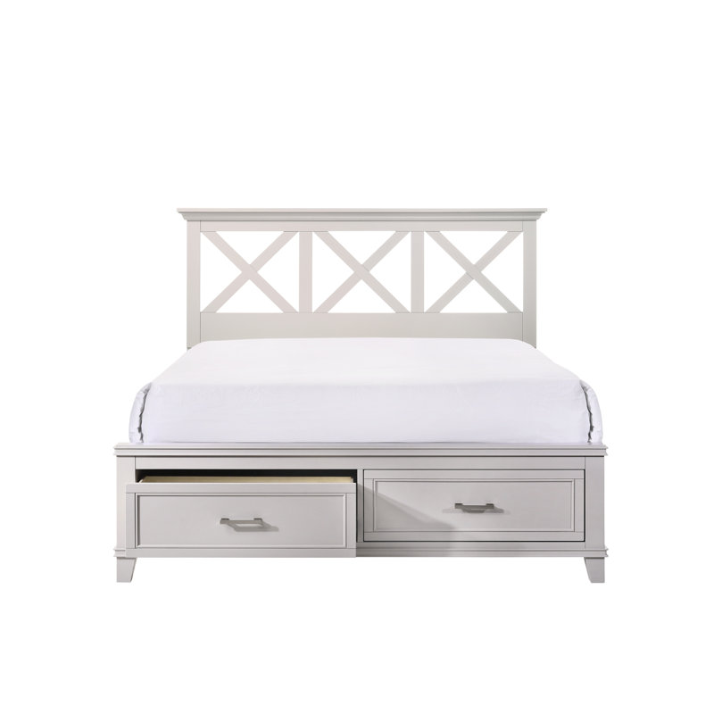 Lit de rangement gris très grand X en bois massif avec tête de lit conçue pour une utilisation à long terme