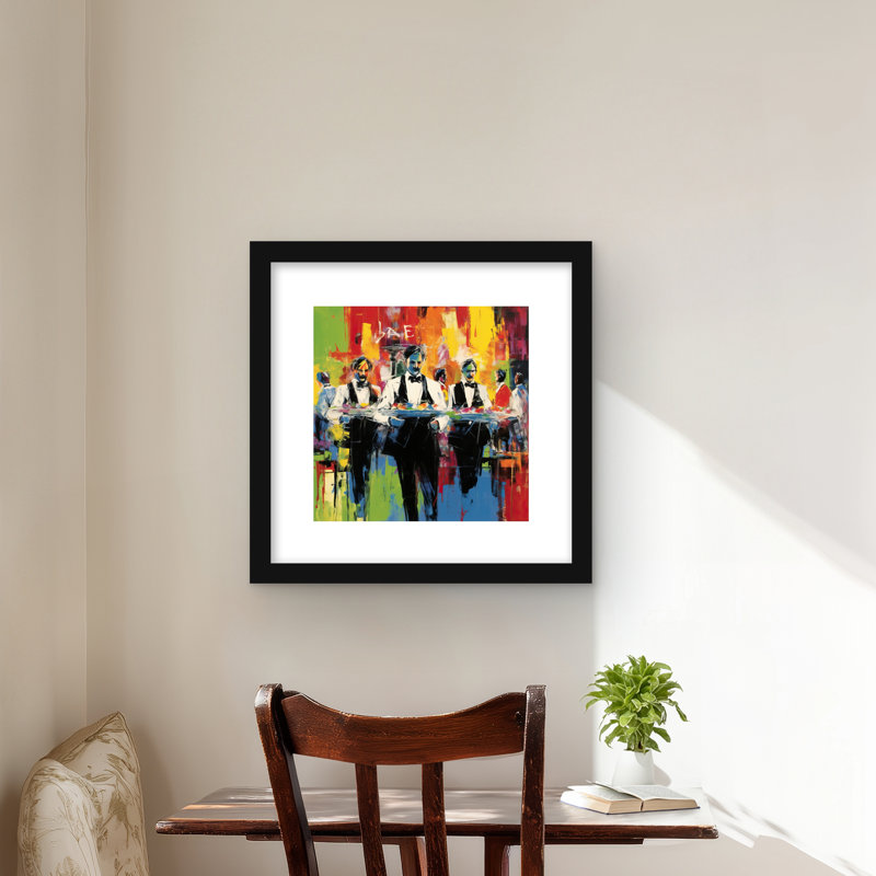 Classic Waiters - Kitchen Blue Framed Matted Print Decor