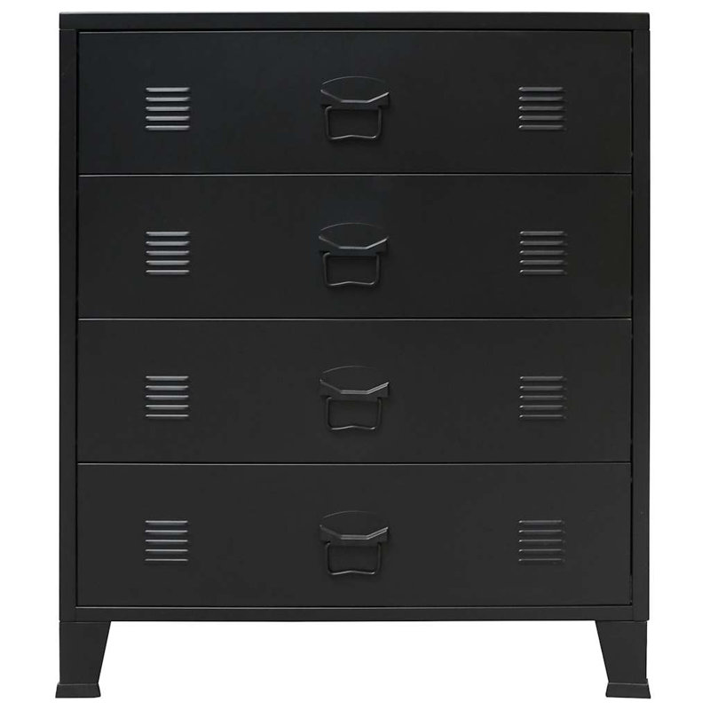 Armoire à tiroirs avec rangement en métal, Black