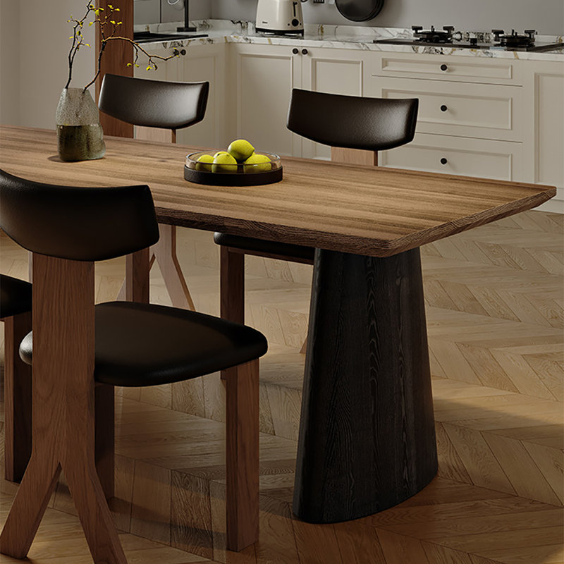 Table épaisse à bords arrondis et pieds en bois, H 29,5 po x L 70,9 po x l 31,5 po
