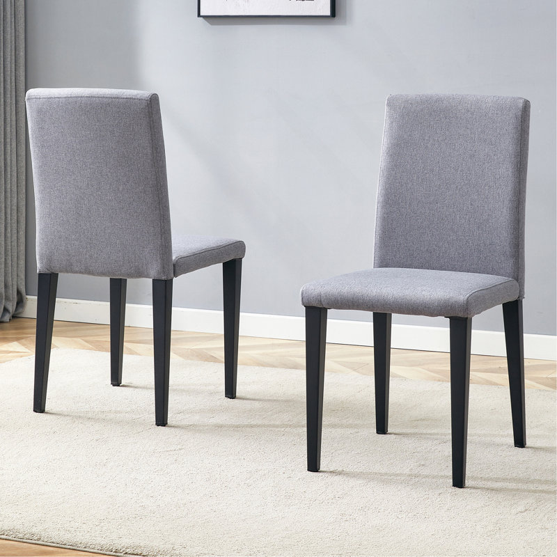 Deux chaises de salle à manger en lin et coton gris clair, simples et polyvalentes, confortables et accompagnées. Des chaises de salle à manger exquises et polyvalentes offrent une nouvelle expérience confortable. (Ensemble de 2)