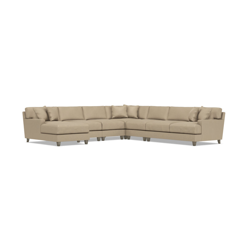 Bernhardt Mila 6-Piece Fabric Sectional, Tan Polyester, Left Hand Facing, 33.5" H x 137" W x 137" D