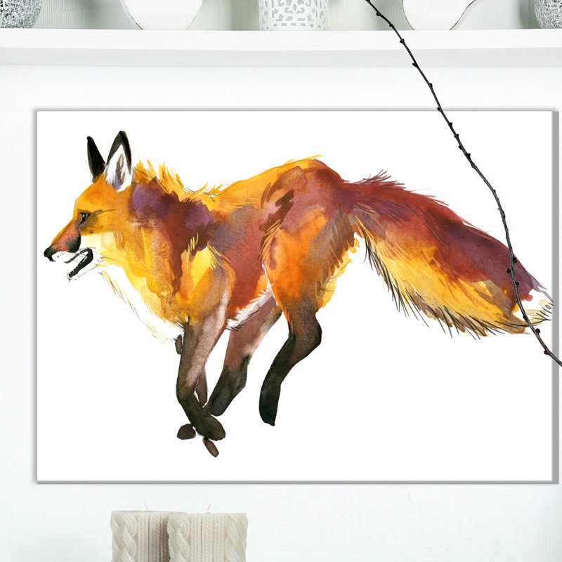 Illustration mignonne de renard-reproduction d’art, H 20 po x l 20 po x P 1 po, Toile tendue