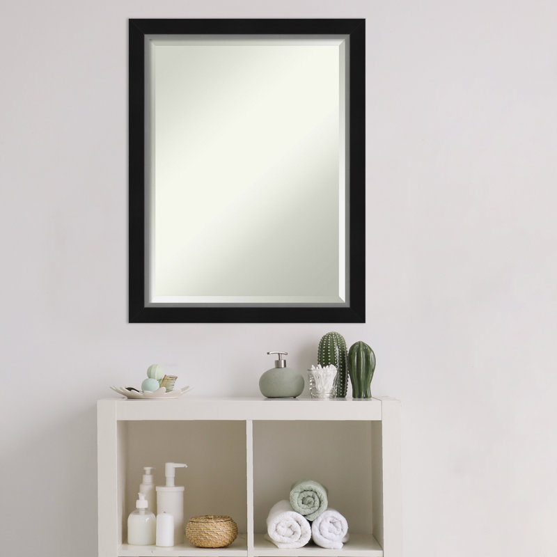 Miroir mural Quade, 27 po x 21 po, Noir satiné / argent