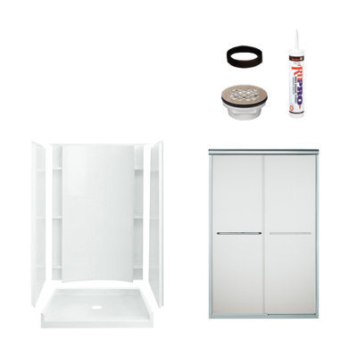 Accord 48" W x 77" H Framed Rectangle Sliding Shower Stall and Base Included