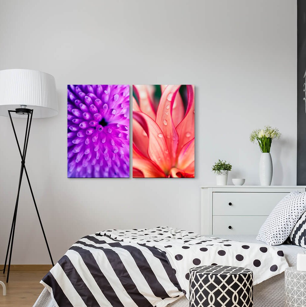 2-tlg. Leinwandbilder-Set - Fotografie „Orchid Coral Violet Colourful Refreshing”