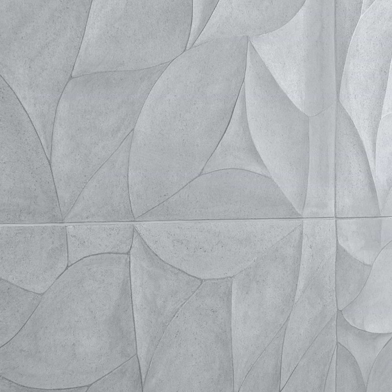 Thalia 18X18 3D Carved Rosette Honed Limestone Tile, Blue Gray