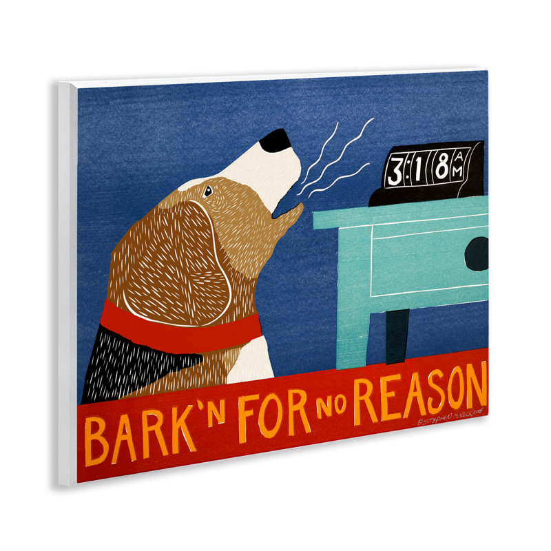 Plaque murale Bark'n For No Reason, design par Stephen Huneck